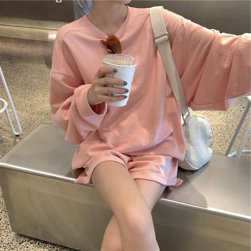Autumn Women's Long Sleeve Sweater & Shorts Set