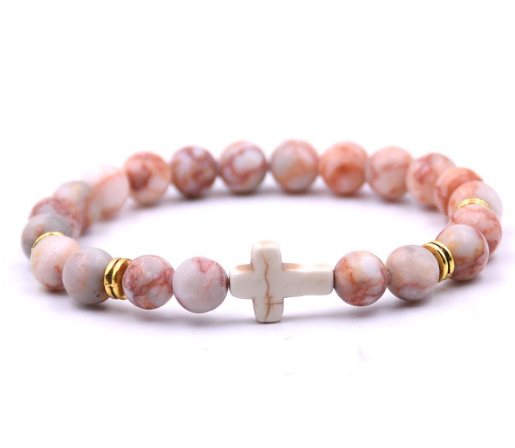 Stone White Turquoise Cross Bracelet (Multi-color)