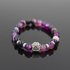 Lava Stone Dog Paw Heart Bead Bracelet