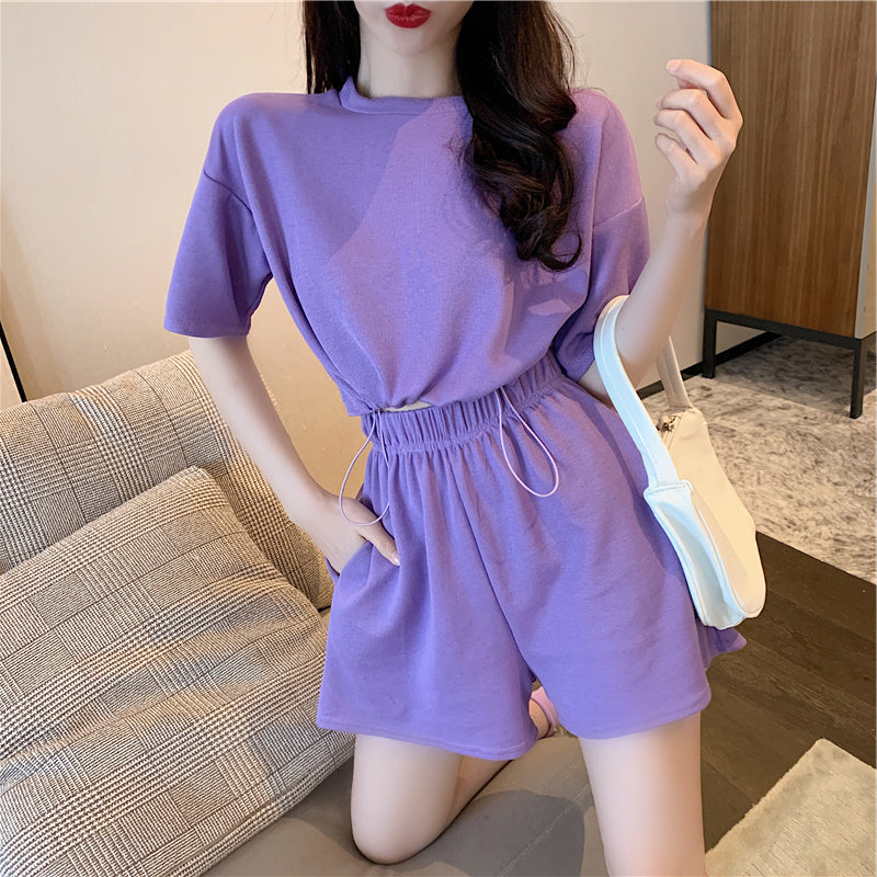 2020 Summer Women's Casual High-Waist Shorts Set