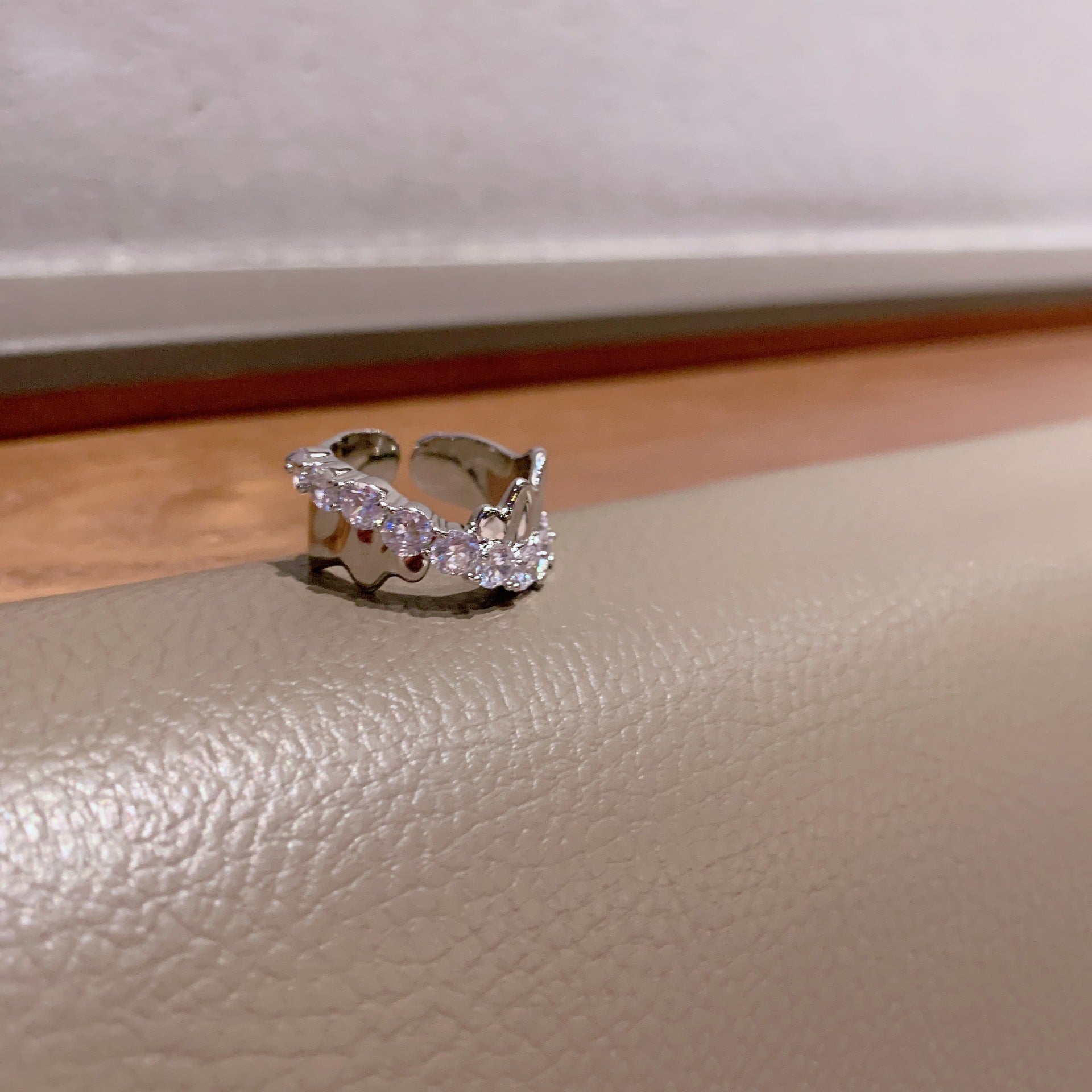 Light Luxury Small Zircon Cross Ring for Women