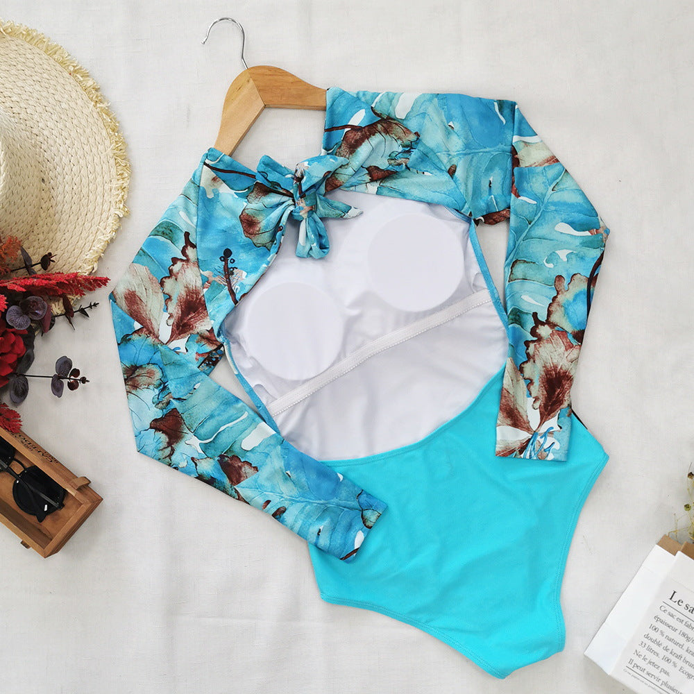 Women's Long Sleeve Printed One-Piece Surf Swimsuit