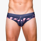 Men's Pink Flamingo Print Swim Briefs