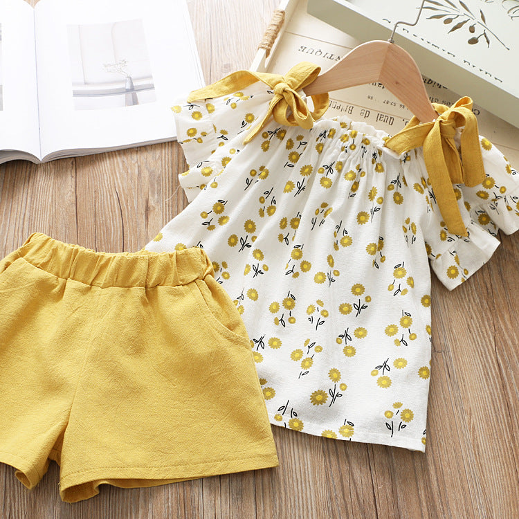 Summer Floral T-Shirt and Shorts Set for Girls