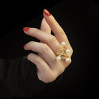Cross Symbol Pearl Fashion Ring in Magazine Style