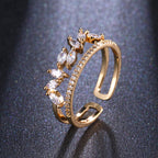 Adjustable Zircon Marquise Double-Band Ring