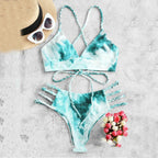 Tie-Dye Braided Strappy Bikini Set