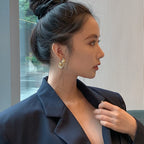 Silver Cross Metal Braided Hoop Earrings