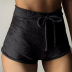 Women's Flannel Elastic Tie Casual Sports Shorts