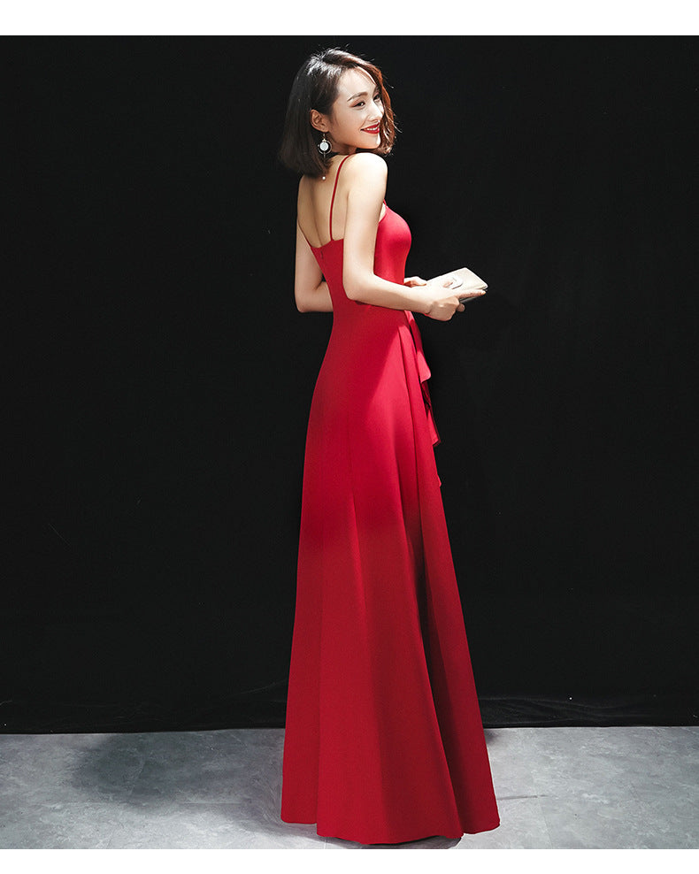 Red Long Sexy Evening Dress with Spaghetti Straps