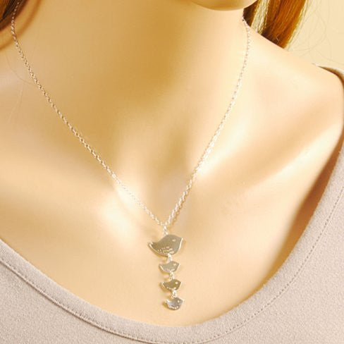 Mother and Baby Birds Necklace