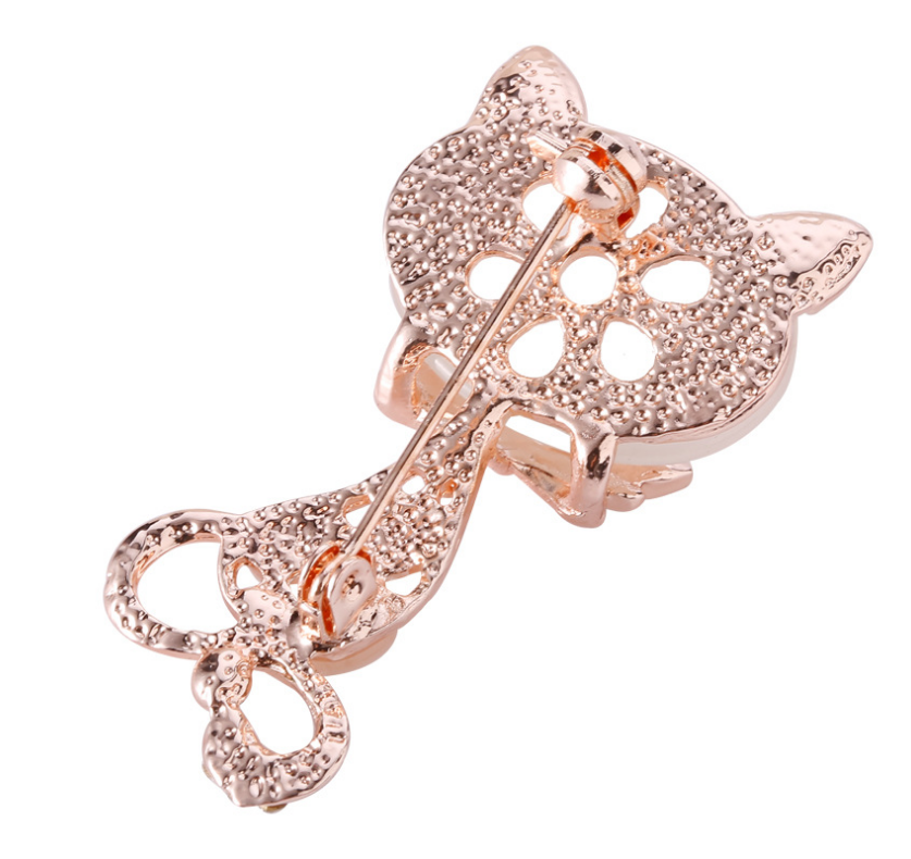 Cat's Eye Stone Brooch, Women's Animal Series Pin