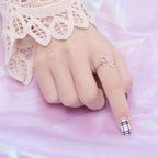 Minimalist Line Cat Open Ring