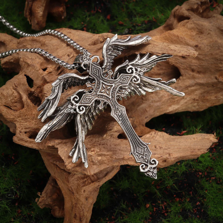 Winged Cross Pendant Necklace