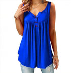Women's U Neck Sleeveless Pleated Summer Tank Top