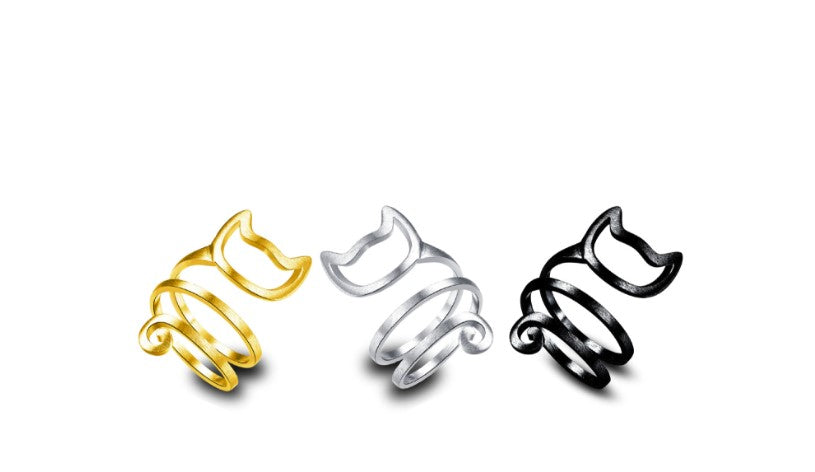 Silver Plated Cat Ring - Cute and Unique Design