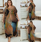 Animal Print Long Kaftan Beach Cover-Up Dress