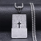 Stainless Steel Lord's Prayer Cross Dog Tag Necklace | Christian Jewelry