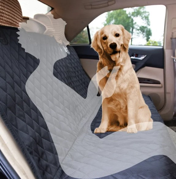 Waterproof Car Rear Seat Pet Mat Quilted Dog Hammock with Raised Sides Storage Pockets and Seat Belts Anti-Dirty Scratch-Proof Back Seat Protector