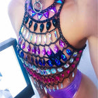 Rhinestone Chain Body-Jewelry Halter Top