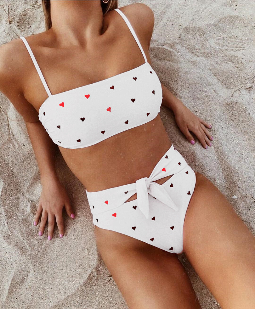 Heart Print High-Waisted Bikini Set