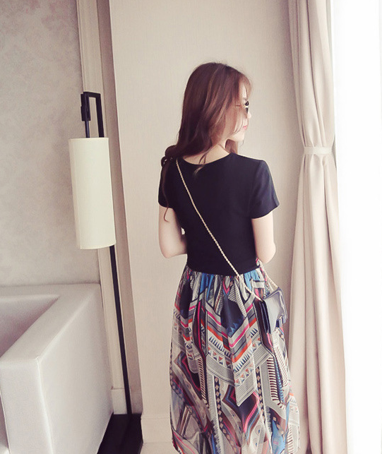 Summer Women's Korean Style Short Sleeve Printed Dress