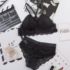 Lace Crop Top Set with Detachable Cups and Straps