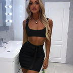Fluorescent Color Crop Top and Backpack Strap Set