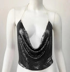 Backless Sequin Shiny Crop Top