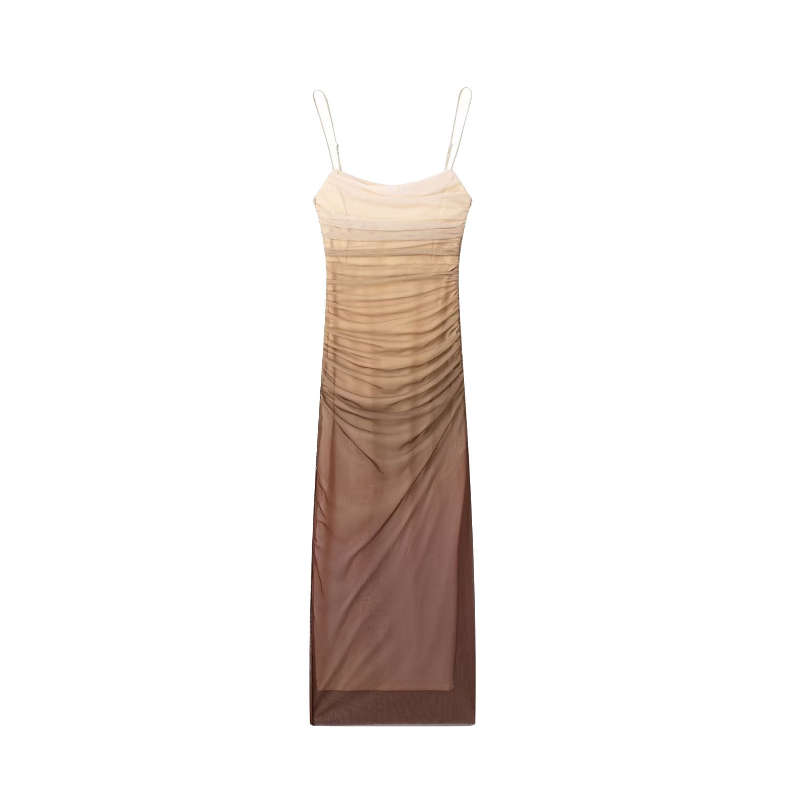 European Style Women's Silk Print Dress with Spaghetti Straps