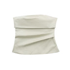 Pleated Strapless Bustier Cropped Tank Top for Women