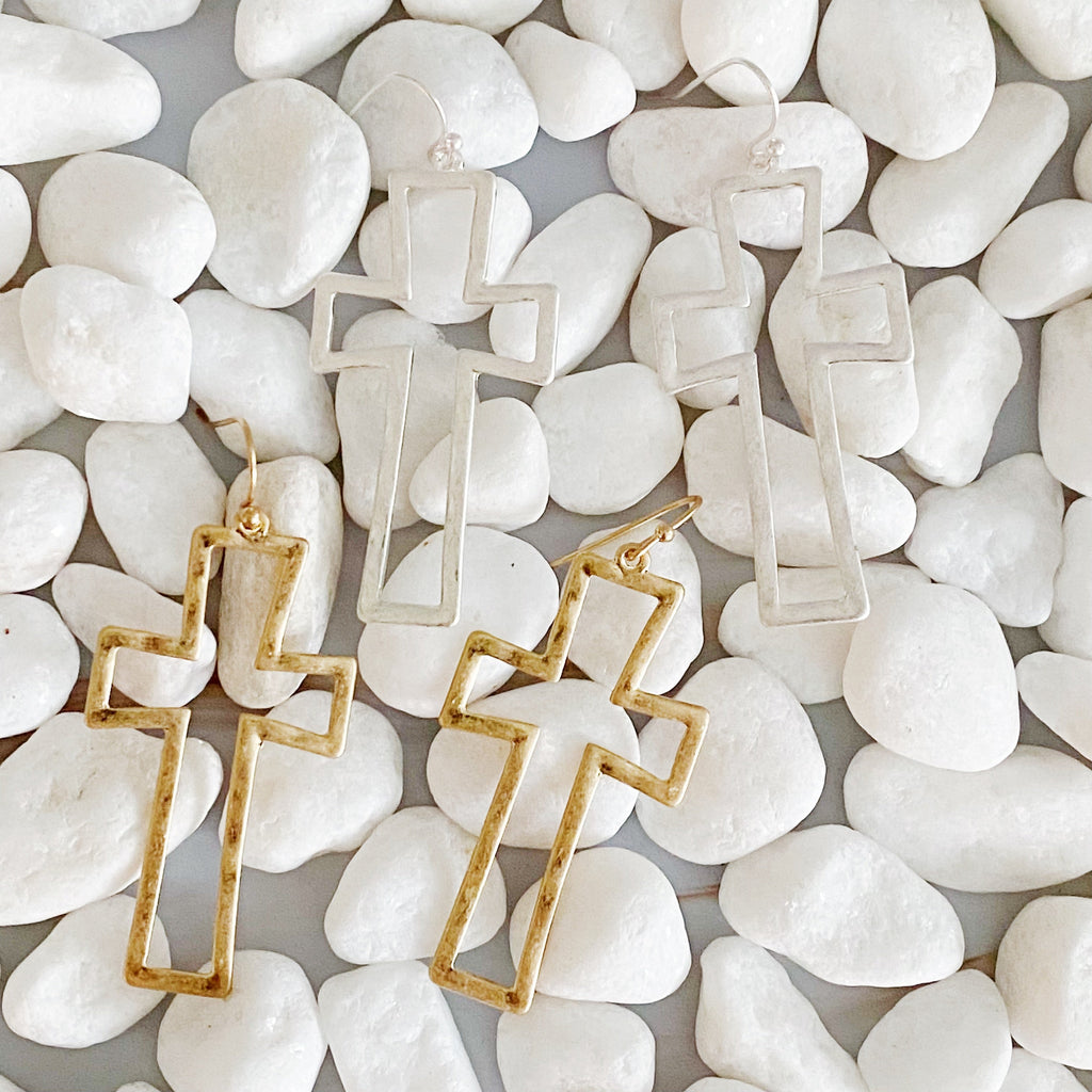 Dangle Cross Outlined Earrings | Christian Jewelry