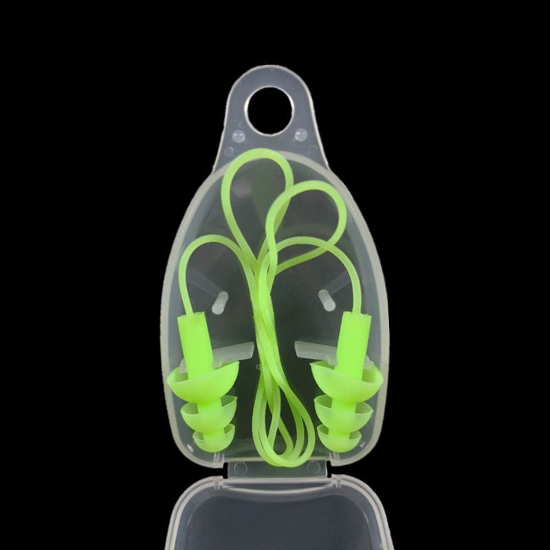 Corded Silicone Swimming Earplugs with Case