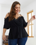 Summer Lace Camisole Top - Black Slim Fit Plus Size