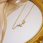 Korean Rose Pendant Cat Eye Necklace