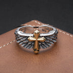Men's Silver Winged Cross Ring