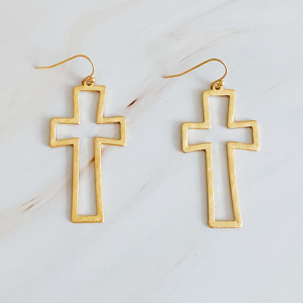 Dangle Cross Outlined Earrings | Christian Jewelry