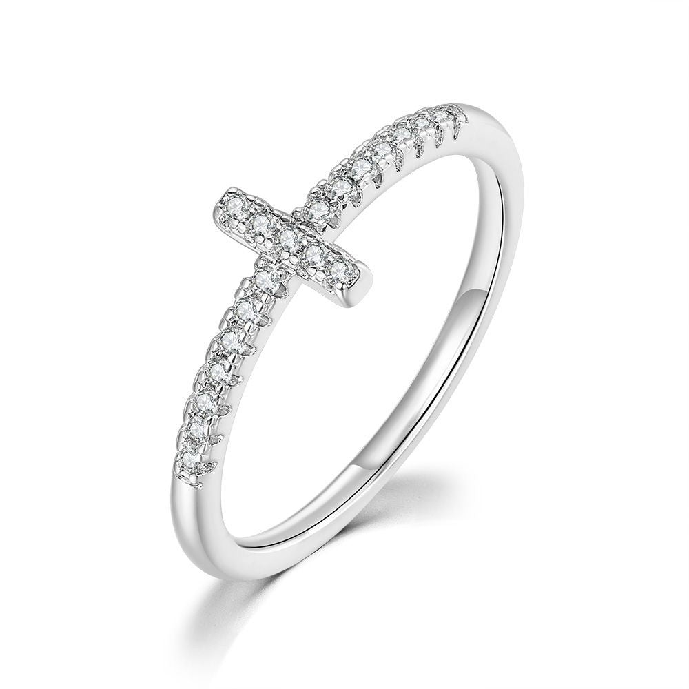 Cross Micro Set Zircon Ring