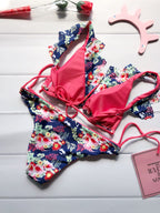 Ruffle Floral Triangle Bikini Set