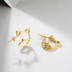 Gold Cat Outline Stud Earrings