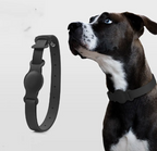 Adjustable Pet Collar with Tracker Holder Case, PU Leather Cat and Dog Collar with Protective Cover for Round Item Trackers