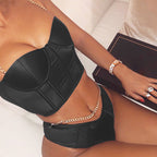 Fashionable Chain Strap Solid Color Crop Tank Top