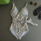 Floral Wrap V-Neck One-Piece Swimsuit