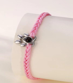 Dog Paw Photo Projection Cord Bracelet