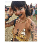 Mirrored Sequin Body Chain Festival Bikini Top