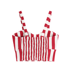 Striped Tube Top with Padded Straps - Plus Size Fashion