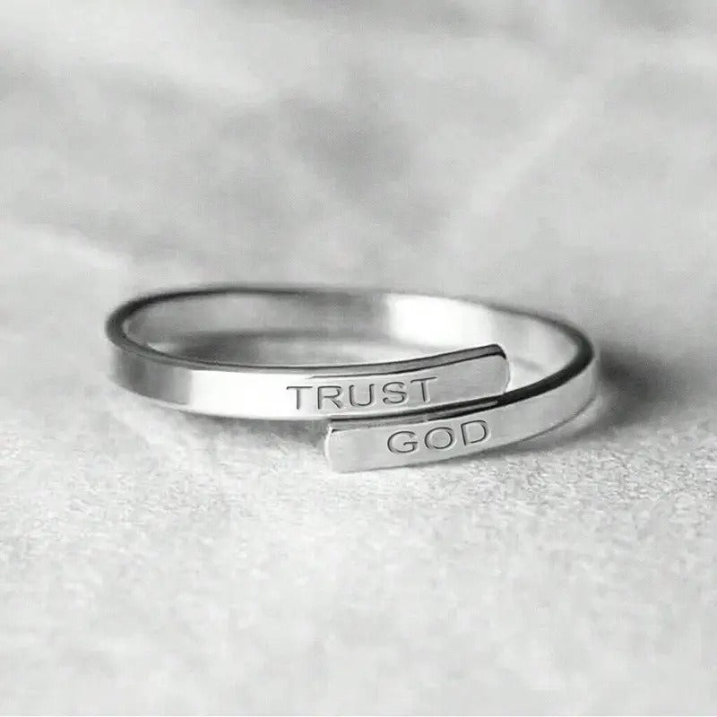 TRUST GOD Adjustable Engraved Ring