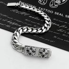 Vintage Korean Silver Men's Double Cross Bracelet