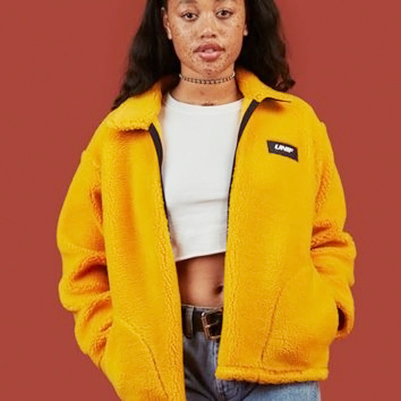 Teddy Bear Yellow Plush Women's Cotton Jacket