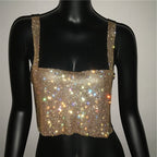 Bling Rhinestones Crop Top with Full Sequins Design